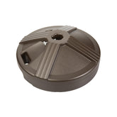 US Weight bronze umbrella base provides stable table-mounted support for outdoor shade.