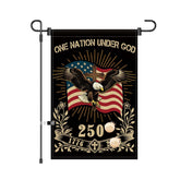 USA 250th anniversary garden flag: eagle cross design for outdoor display.