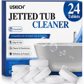 USKICH jet tub cleaner tablets in a 24-pack ready to lift soap scum from tub surfaces