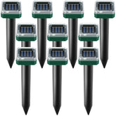 USKICH solar mole repellent 10-pack guards lawn with ultrasonic pulses.