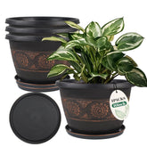 Usocik plant pot with retro pattern and 10-inch size for stylish indoor decor.