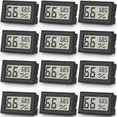 Vaikby 12-pack mini thermometer hygrometer front view for precise indoor climate monitoring.