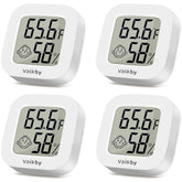 Vaikby indoor thermometer 4-pack with clear LCD display for home climate awareness.