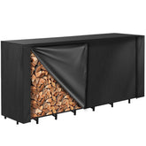 Vailge firewood rack cover front zipper enables easy wood access in wet weather.