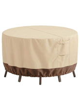 Vailge round patio cover over a 62-inch table shows waterproof protection