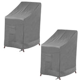 Vailge stackable chair cover on chairs protects outdoor furniture from rain and dust.