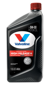 Valvoline High Mileage 150K bottle front view highlighting MaxLife Plus technology for older engines.