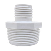 Van Enterprises PVC garden hose adapter with 1.25 in NPT and 3/4 in GHT.