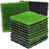 VANCASTLE artificial grass tiles interlocking for easy DIY decking and a natural look.