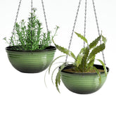 Vanslogreen 12-inch hanging planter with glazed finish for indoor or outdoor elegance.