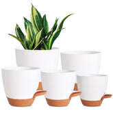 Vanslogreen self-watering pot 7-inch white with reservoir for indoor herbs