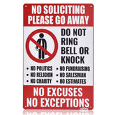 Vazioyar No Soliciting Sign—front view, high visibility for privacy.