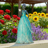 VChymm solar leaf angel garden statue glows softly, enhancing outdoor spaces.