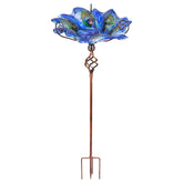 VCUTEKA glass bird bath with stake assembly for easy setup
