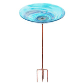 VCUTEKA outdoor birdbath with glass bowl invites birds while brightening the garden