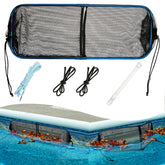 Vecacosic pool skimmer guard with anti-rust frame protecting the pump area.