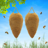 Vecacosic crochet wasp nest decoys hung on a porch deter wasps and adds rustic charm.