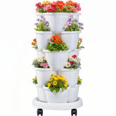 VECELO 5-Tier Vertical Planter front view shows compact, space-saving design for patios and balconies.