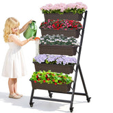 VECELO 5-tier vertical garden bed front view, space-saving design for herbs and flowers.