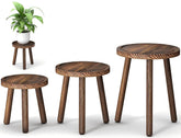 Vecxoty 3-Pack wood plant stands on display for varied plant sizes