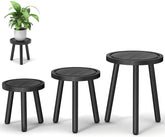 Vecxoty wood plant stand trio front view in black finish for living spaces