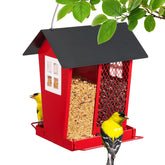 Veehoo bird feeder hanging with dual seed bays for mixed seeds