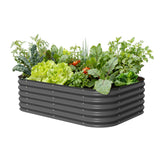 Vego Garden Aluzinc bed assembly demonstrates modular setup for a compact patio.