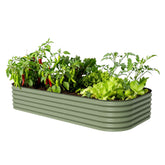 Vego garden olive-green raised bed, 17-inch depth, ready for productive planting.