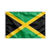 VELIFFCO Jamaica flag on a pole with brass grommets for durable outdoor display.