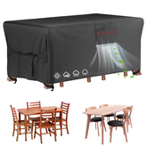 Velway patio cover in 500D tear-resistant fabric protects dining sets.