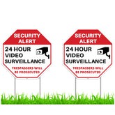 Venicor 24hr video surveillance sign with stake boosts property visibility.