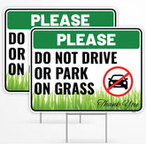 Venicor do not drive sign on grass 12x9 with bold letters for clear yard guidance.
