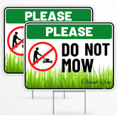 Venicor do-not-mow sign 12x9 front view deterring mowing in yards.