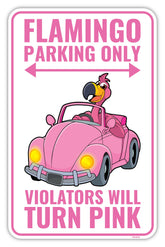 Venicor Flamingo Parking Sign front view for outdoor yard decor