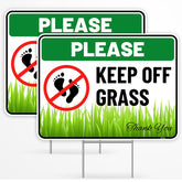 Venicor keep-off grass sign front view with bold lettering for lawn safety