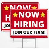 Venicor now hiring sign front view with bold letters for high visibility.