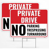 Venicor private driveway sign with stake, front view for clear no-turnaround guidance