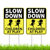 Venicor slow-down sign 13x17, double-sided, boosts driver awareness near homes
