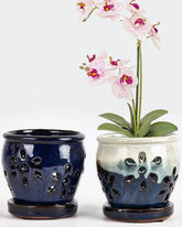 Vensovo 4-inch ceramic orchid pot with drainage holes for healthy roots.