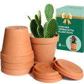 Vensovo 6-inch terracotta pot with saucer—durable, ideal for indoor and outdoor plants.