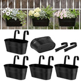 Vensovo metal railing planter – top view shows dimensions for balcony decor and staging.