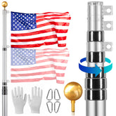 VEVOR 30ft telescoping flag pole kit with silver finish for durable outdoor display.