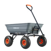 VEVOR 4 cu ft dump cart front view showing sturdy frame and capacity