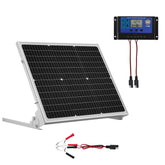 VEVOR 50W 12V solar panel top view highlighting high-efficiency mono cells for rapid charging