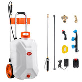 VEVOR battery-powered sprayer with 10-gallon wheeled cart for efficient garden spraying.