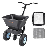 VEVOR broadcast spreader with 100 lb capacity for efficient large-area seeding.