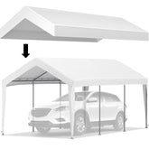 VEVOR carport cover 10x20 fabric texture shows durable ripstop material for year‑round shelter.