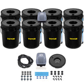 VEVOR DWC 8-buckets system demonstrates a compact soil-free setup ideal for home gardens