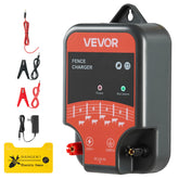 VEVOR Electric Fence Charger front view showing compact, rugged design for farm use.