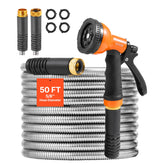 VEVOR garden hose metal 50ft rolled for easy storage and quick setup.